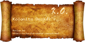 Kolonits Oszkár névjegykártya